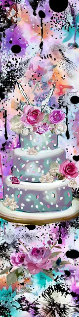 Free colorful bookmark featuring a silver cake celebration design